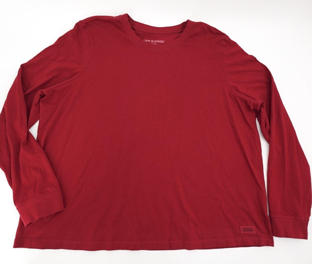 Life Is Good T-Shirt Womens 3XL Maroon Long Sleeve Crew Neck Crusher Cotton